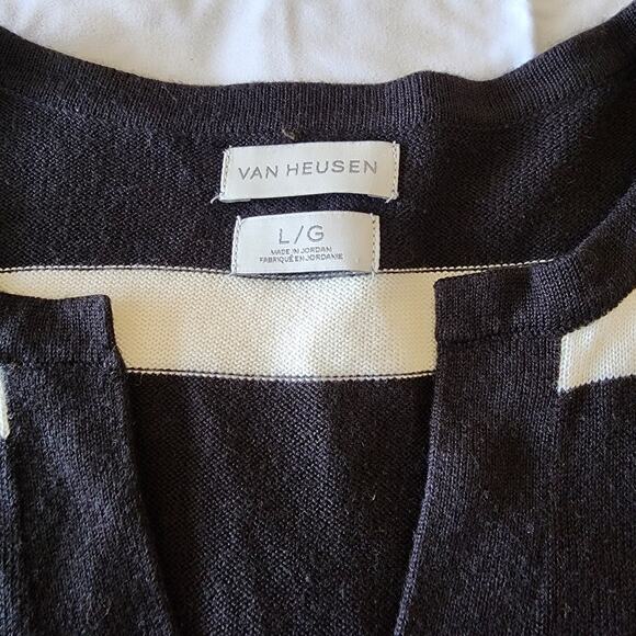 Van Heusen Striped V-Neck Knit Sweater L - Picture 6 of 10